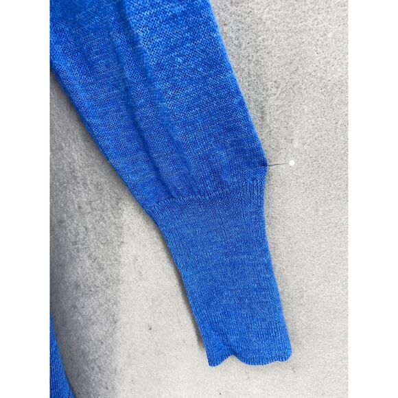 Halogen Cardigan Womens Sz SP Linen Blend Sweater Blue Long Sleeve Lagenlook New - Picture 3 of 9